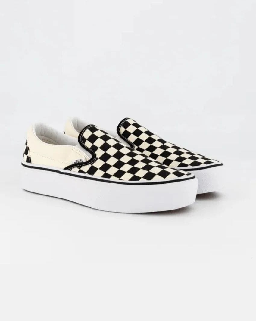Black platform sales vans slip on